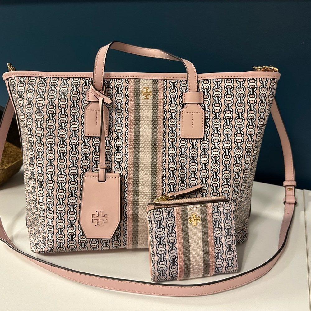 Tory Burch Gemini Link Canvas Small Top-zip Tote and Wallet